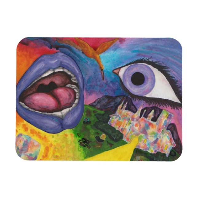 Imán Acuarela Fantasía Dimensiones Mujer Opal Surreal (Horizontal)