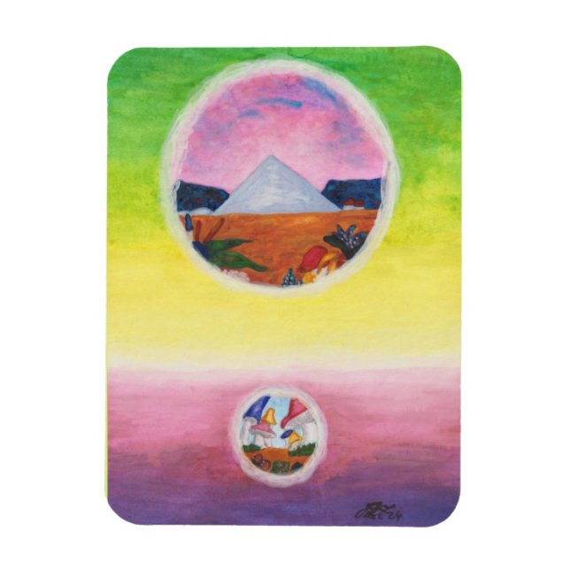 Imán Acuarela Fantasía Dimensiones Pirámide Sueños Mund (Vertical)