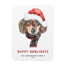 Imán Acuarela festiva Dachshund Santa Happy Howlidays