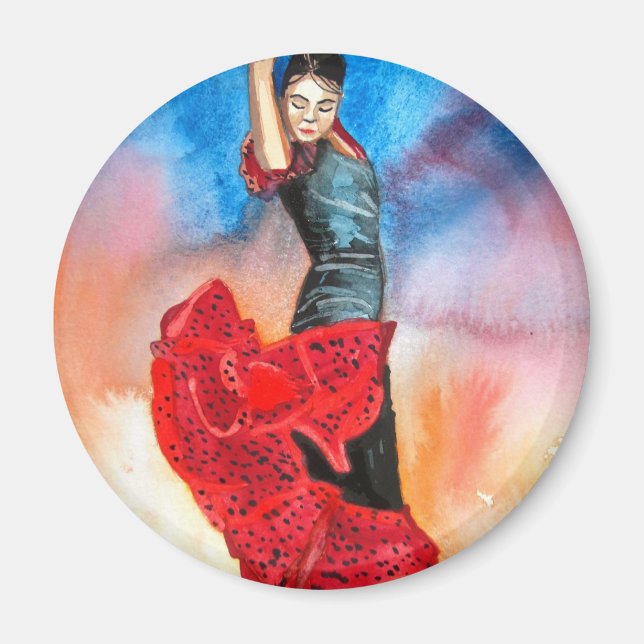 Imán acuarela FLAMENCO DANCER (Frente)