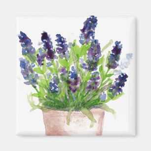 Imán Acuarela floral lavanda