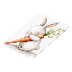 Imán Acuarela Fluffy Bunny Carrot Love