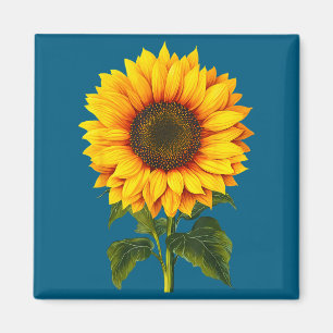 Imán Acuarela girasol amarillo jardín botánico verano