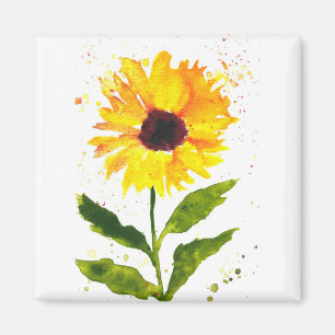 Imán Acuarela girasoles amarillos flores acuarela