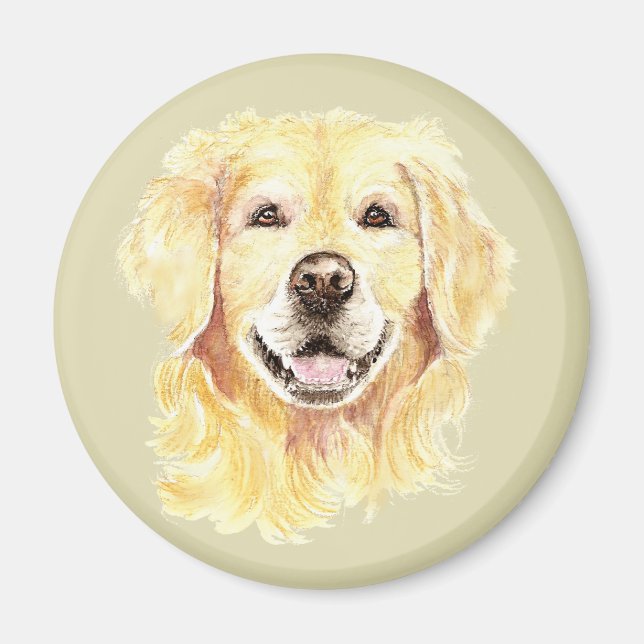 Imán Acuarela Golden Retriever Dog Mascota Animal (Frente)