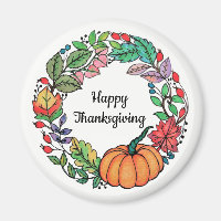 Acuarela Hermosa guirnalda de calabaza con hojas