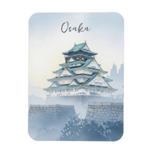 Imán Acuarela Japón del Castillo de Osaka Misty