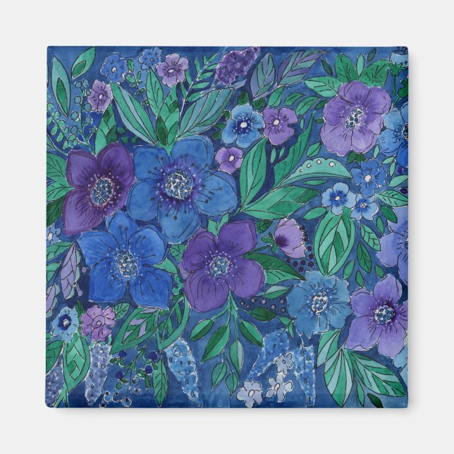 Imán Acuarela, jardín de flores (Frente)