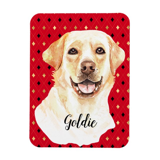 Imán Acuarela Labrador Recuperador Perro Personalizado (Vertical)