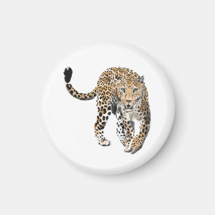 Imán acuarela leopardo gato de la selva animal pintado 