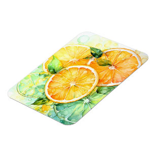Imán Acuarela Limón Naranja Lima Botánica Cocina