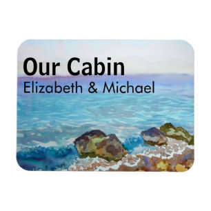 Imán Acuarela personalizada de agua de mar de puerta de