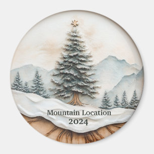 Imán Acuarela personalizada Montaña Rústica