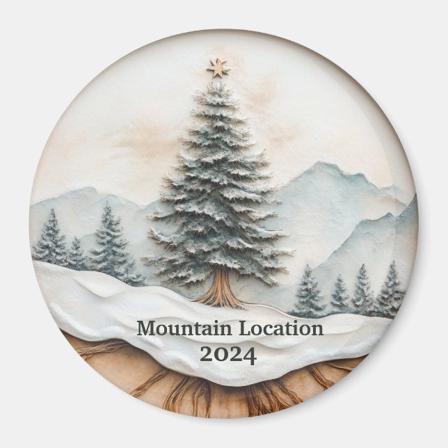 Imán Acuarela personalizada Montaña Rústica  (Frente)