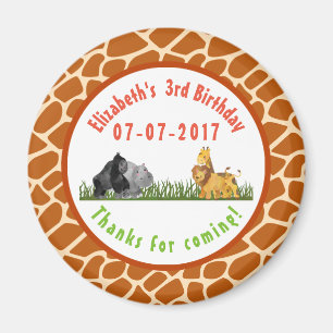 Imán Acuarela Safari Jungle Animales cumpleaños gracias