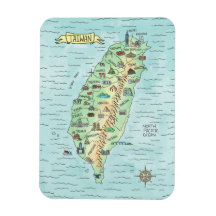 Acuarela Taiwan Map Photo Magnet