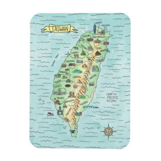 Imán Acuarela Taiwan Map Photo Magnet