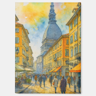 Imán Acuarela Turín Italia – Mole Antonelliana Ciudad