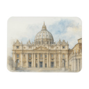Imán Acuarela Vaticano   Basílica de San Pedro Italia