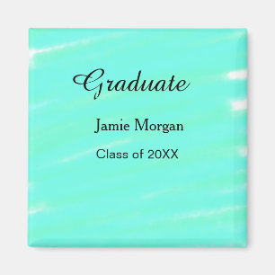 Imán Acuarela verde azul graduación agregar nombre año 