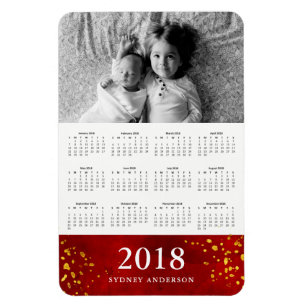 Imán Acuarela y oro rojos el   2018 calendarios de la