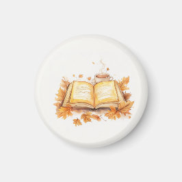 Imán Acuarela y taza de té, acogedoras vibraciones otoñ