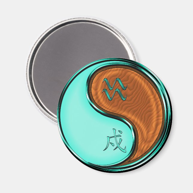 Imán Acuario y Perro de Madera (Anverso/Reverso)