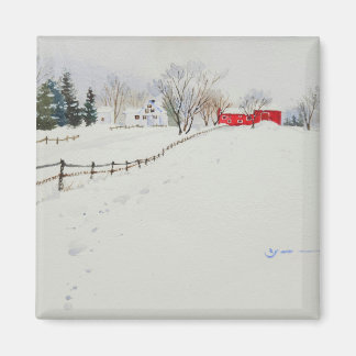 Imán acuático de paisaje de nieve
