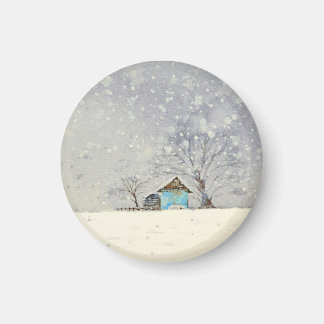 Imán acuático de paisaje de nieve