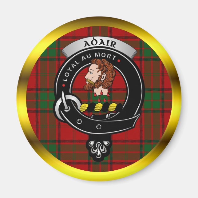 Imán Adair Clan Badge & Tartan (Frente)