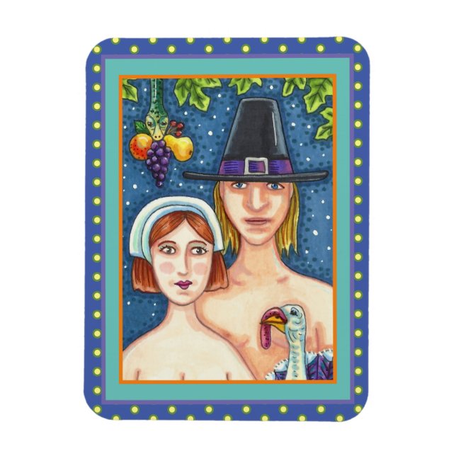 IMÁN ADAM & EVE PILGRIMS, GRACIAS BIBLIOSAS A LA BIBLIO (Vertical)