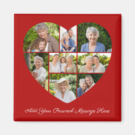 Imán Add Your Own Greeting 8 Photo Collage Heart Cutout