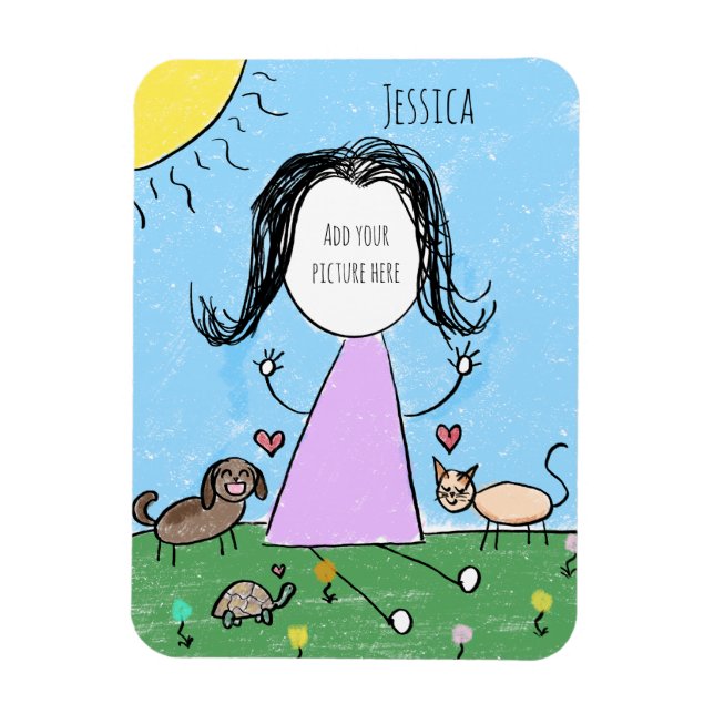 Imán Add your own image | Cute Stick Figure (Vertical)