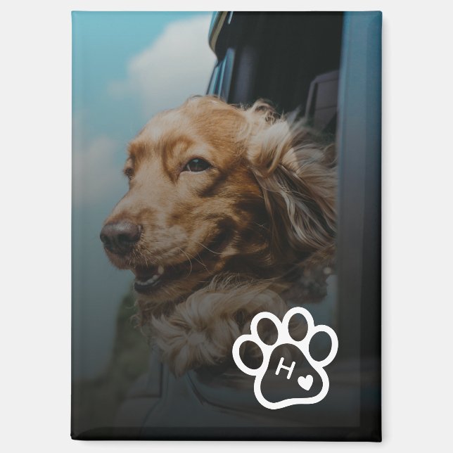 Imán Add Your Own Photo Dog Pets Monogram (Anverso)