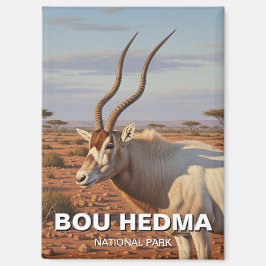 Imán Addax Antelope en el Parque Nacional Bou Hedma Tún