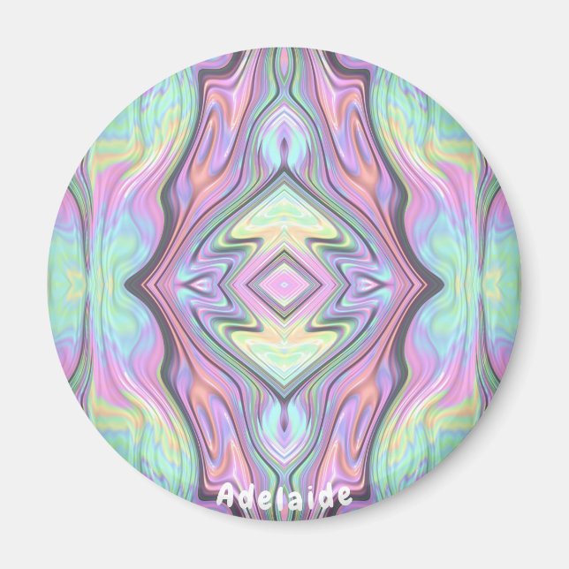 Imán ADELAIDE ~ Diseño perlado amarillo verde y rosa (Frente)