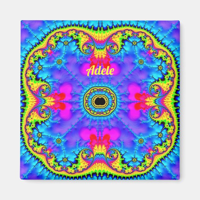 Imán ADELE ~ 3D Diseño fractal Fluoro Shades Magnet (Frente)