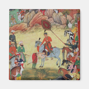 Imán Adham Khan que paga homenaje a Akbar en Sarangpur,