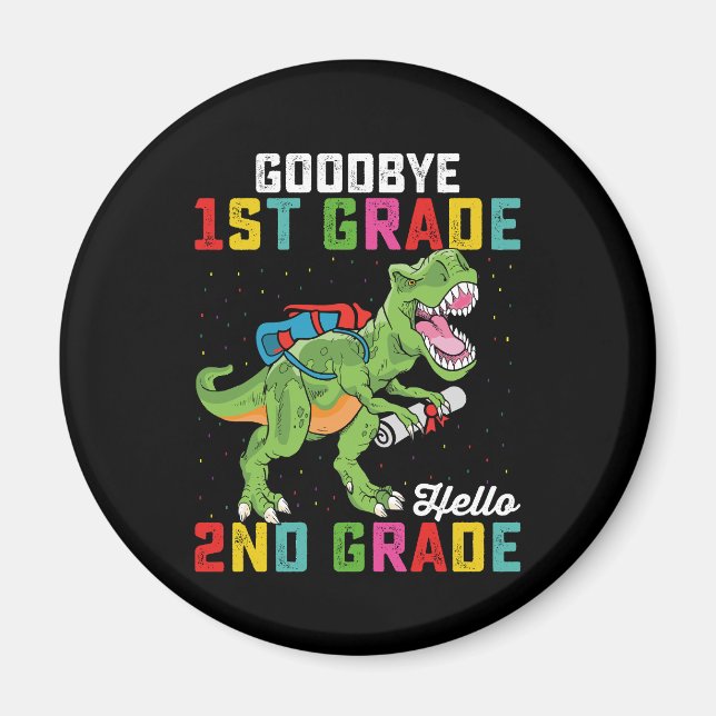 Imán Adiós 1er Grado Hola 2do Grado T Rex Dinosaurio (Frente)