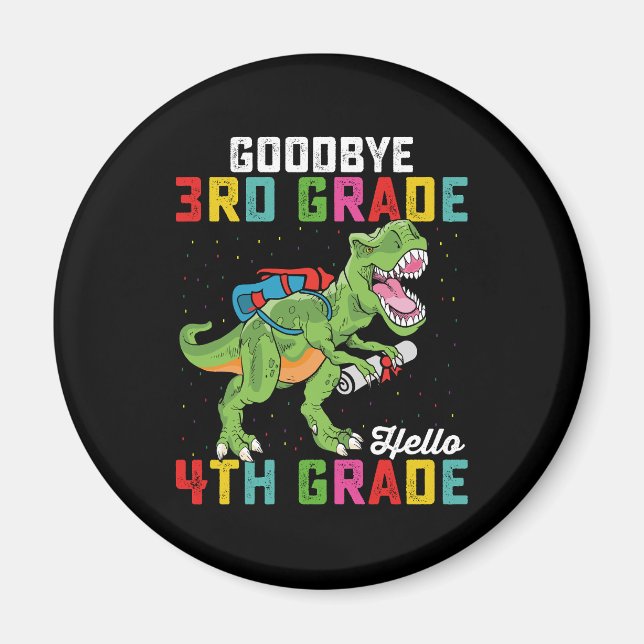Imán Adiós 3er Grado Hola 4to Grado T Rex Dinosaurio (Frente)