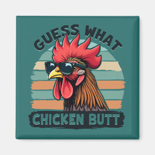 Imán Adivina Qué Trasero De Pollo Divertido Gallo Retro