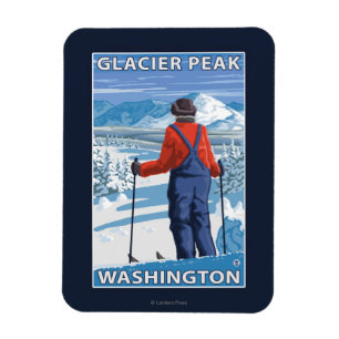 Imán Admiración del esquiador - pico del glaciar,