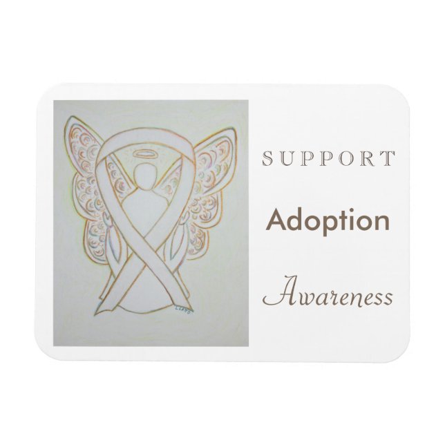 Imán Adopción Conciencia Cinta blanca Ángel Magnet (Horizontal)