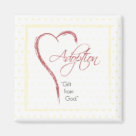 Imán Adopción, puntos religiosos, amarillos con corazón