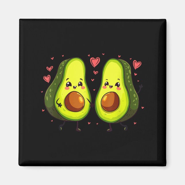Imán Adorable Aguacate Día de San Valentín Amor Pareja  (Frente)