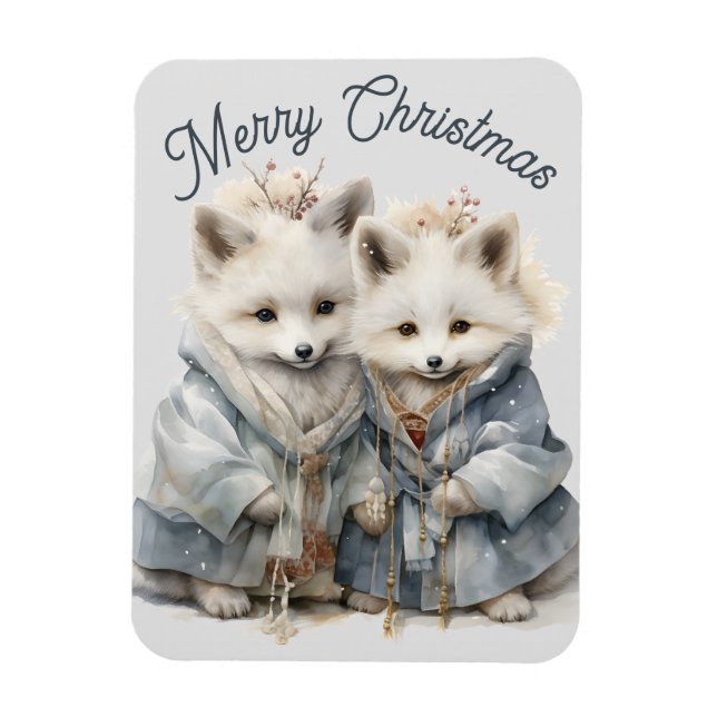 Imán Adorable Artic Foxes Holiday XL (Vertical)
