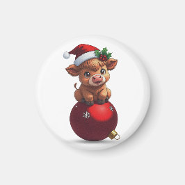 Imán adorable baby highland cow sitting