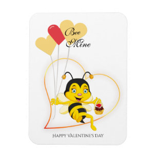 Imán Adorable Bee Mine Valentine's Day Bee Cartoon
