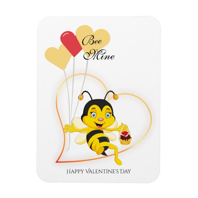 Imán Adorable Bee Mine Valentine's Day Bee Cartoon (Vertical)