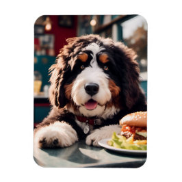 Imán Adorable Bernerdoodle en el Diner